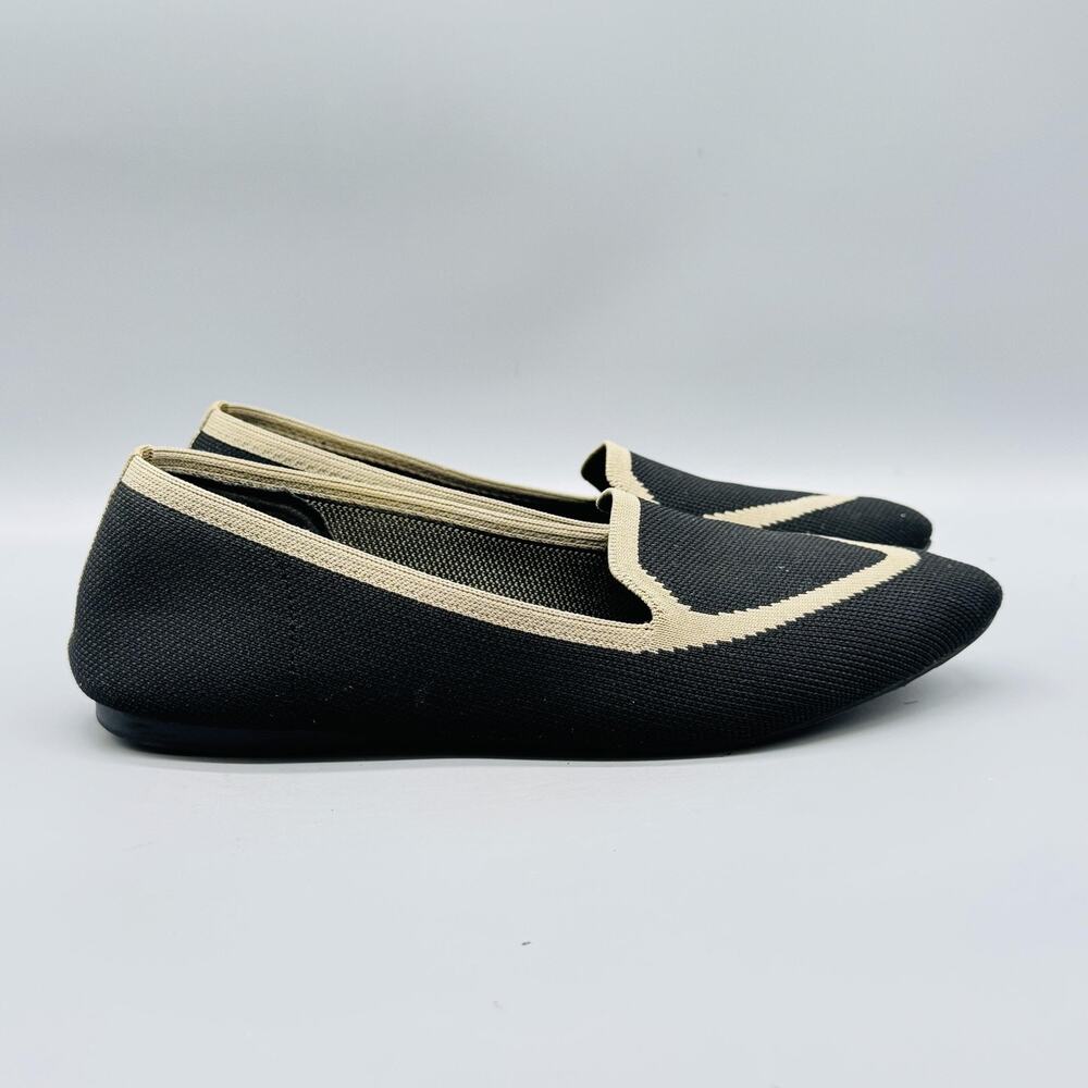 Birdies Shoes Womens 8.5 Black Knit Smoking Slipper Loafer Flats Slip On Pointed